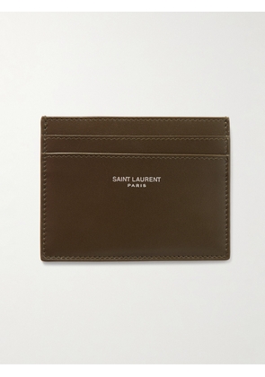 SAINT LAURENT - Logo-Print Leather Cardholder - Men - Green