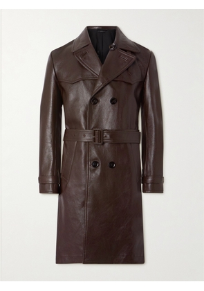 TOM FORD - Double-Breasted Leather Trench Coat - Men - Brown - IT 48