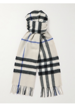 Burberry - Fringed Checked Cashmere Scarf - Men - White