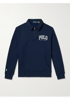 Polo Ralph Lauren - Logo-Embroidered Cotton-Blend Jersey Half-Zip Sweatshirt - Men - Blue - S