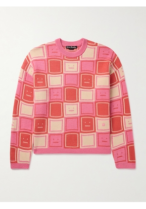Acne Studios - Klock Logo-Appliquéd Jacquard-Knit Wool-Blend Sweater - Men - Pink - XS