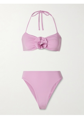 Maygel Coronel - Alborozo Appliquéd Halterneck Bikini - Pink - One Size,Extended