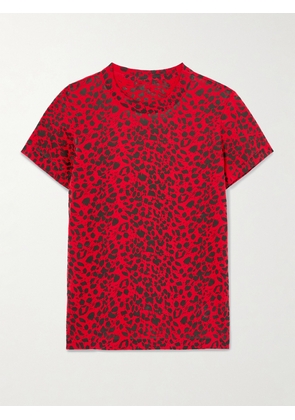 Alexander McQueen - Leopard-print Cotton-jersey T-shirt - Red - IT38,IT40,IT42