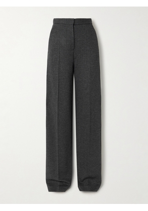 Max Mara - Pleated Herringbone Wool-blend Wide-leg Pants - Gray - UK 4,UK 6,UK 8,UK 10,UK 12,UK 14,UK 16