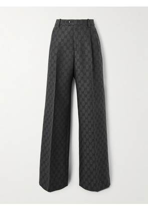 Gucci - Pleated Wool-jacquard Wide-leg Pants - Gray - IT38,IT40,IT42,IT44
