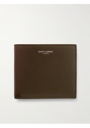 SAINT LAURENT - Logo-Print Leather Billfold Wallet - Men - Green