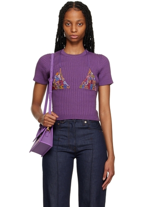 JACQUEMUS Purple Le Raphia 'La Maille Bikini' T-Shirt