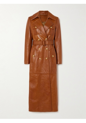 Chloé - Leather Double-breasted Trench Coat - Brown - FR38
