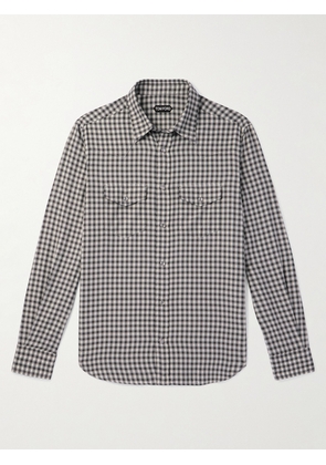 TOM FORD - Checked Cotton Western Shirt - Men - Gray - EU 39