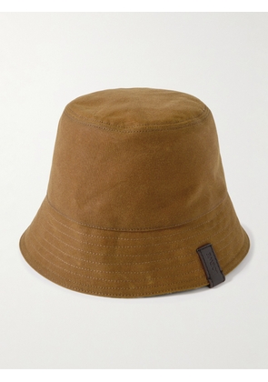 LOEWE - Reversible Leather-Trimmed Waxed Cotton-Canvas and Wool-Blend Bucket Hat - Men - Brown - 58