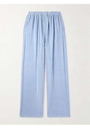 Balenciaga - Wide-Leg Striped Fleece Drawstring Pyjama Trousers - Men - Blue - S