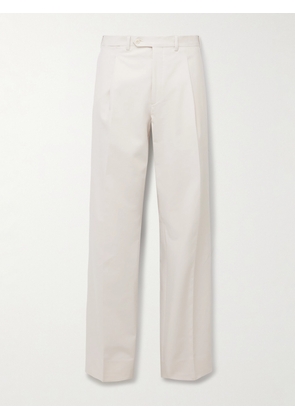 Saman Amel - Amo Wide-Leg Pleated Cotton-Blend Trousers - Men - Neutrals - IT 46