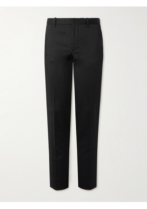 Incotex - Slim-Fit Wool-Blend Flannel Trousers - Men - Black - IT 44