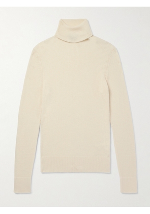 TOM FORD - Slim-Fit Ribbed Wool, Silk and Cashmere-Blend Rollneck Sweater - Men - White - IT 48