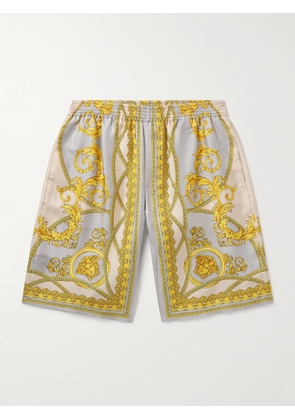 Versace - Straight-Leg Printed Silk-Twill Shorts - Men - Yellow - IT 46