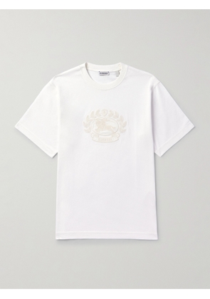 Burberry - Logo-Embroidered Stretch-Cotton Jersey T-Shirt - Men - White - XS