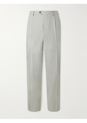 Etro - Straight-Leg Pleated Brushed Wool-Blend Trousers - Men - Gray - IT 46