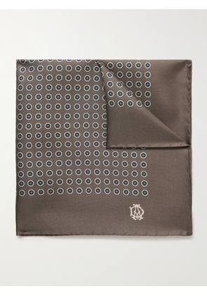 Dunhill - Printed Mulberry Silk-Twill Pocket Square - Men - Brown