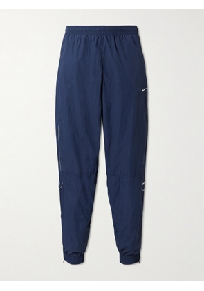 Nike - Solo Swoosh Tapered Logo-Embroidered Taffeta Track Pants - Men - Blue - S