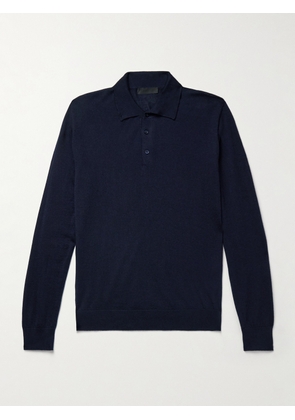 Saman Amel - Elo Slim-Fit Cashmere and Silk-Blend Polo Shirt - Men - Blue - IT 48