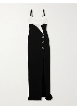 Balmain - Draped Two-tone Crepe Gown - Black - FR34,FR36,FR38,FR40