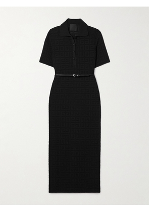 Givenchy - Belted Jacquard-knit Midi Dress - Black - small,medium,large