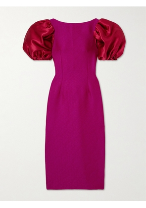 DESTREE - Suzanne Faille-trimmed Crepe Midi Dress - Pink - small,medium