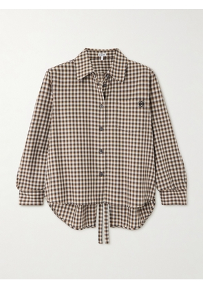 Loewe - Trapeze Embroidered Checked Cotton-poplin Shirt - Brown - FR32,FR34,FR36,FR38,FR40,FR42,FR44