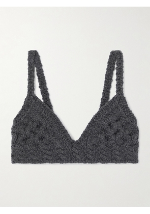Alexander McQueen - Cable-knit Wool-blend Bralette - Gray - XS,S,M,L