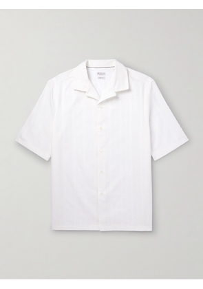 Brunello Cucinelli - Camp-Collar Striped Textured-Cotton Shirt - Men - White - S