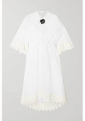 Loewe - Macramé-trimmed Cotton-organza Midi Dress - White - FR32,FR34,FR36,FR38,FR40,FR42,FR44