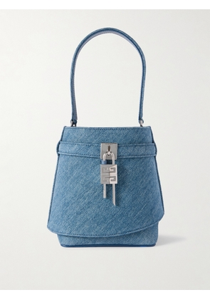 Givenchy - Shark Lock Leather-trimmed Denim Bucket Bag - Blue - One size