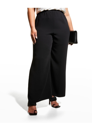 Plus Size Crepe Suzette Wide-Leg Pull-On Pants