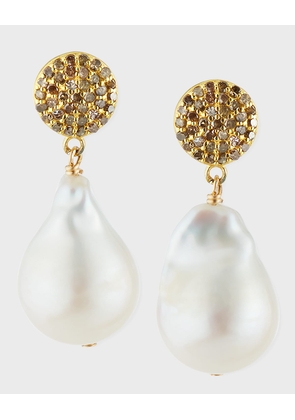 Diamond & Baroque Pearl Drop Earrings