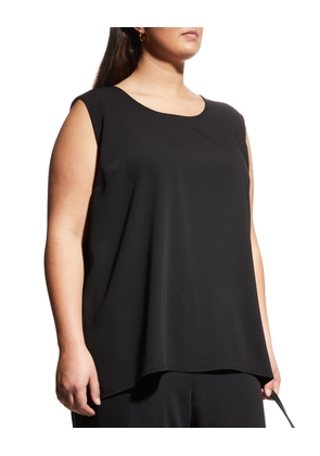 Plus Size Crepe Suzette Longer Tank with Side Slits