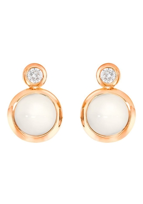 Bouton 18k Rose Gold Sand Moonstone/Diamond Post Earrings