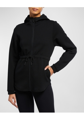 Sofia Drawstring-Waist Hooded Track Jacket