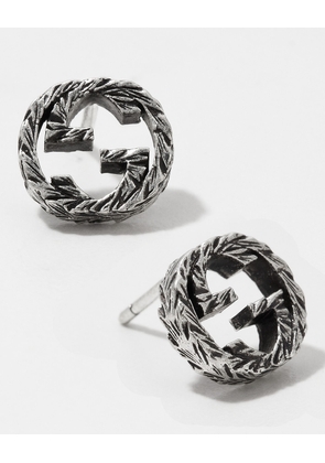 Interlocking G 10mm Stud Earrings in Aged Silver