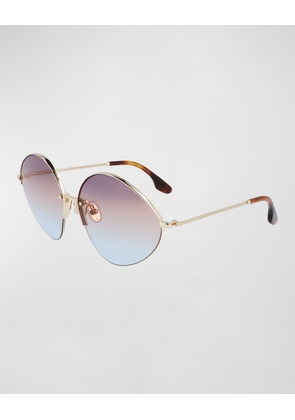 V-Star Geometric Oval Metal Sunglasses