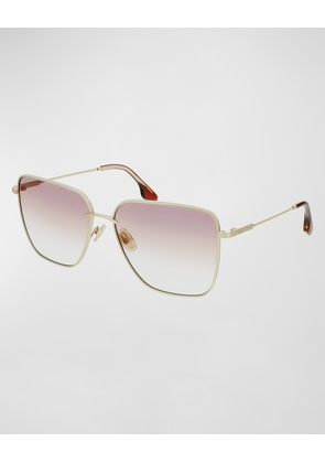 Oversized Square Hammered Metal Sunglasses