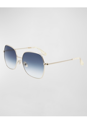 Oversized Square Hammered Metal Sunglasses