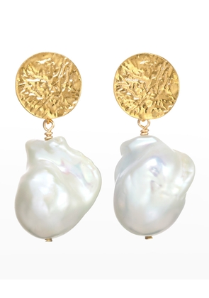 Baroque Pearl Earrings with Vermeil Hammered Top