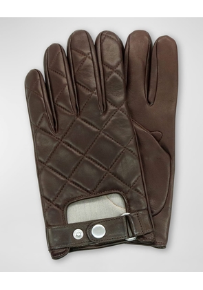 Men's Diamond-Quilted Leather Driving Gloves