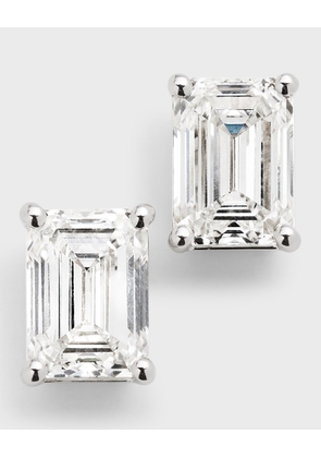 Lab Grown Diamond 18K White Gold Emerald-Cut Stud Earrings, 6.0tcw