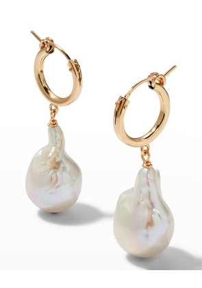 Baroque Pearl Huggie Earrings