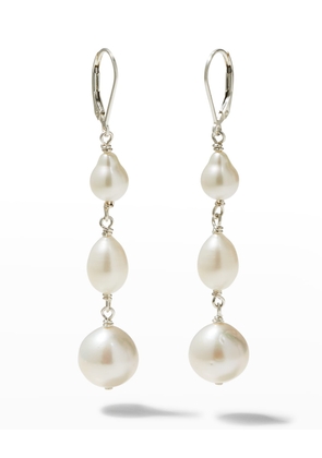 Triple Pearl Lever Back Earrings