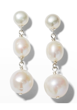 Triple Pearl Post Earrings