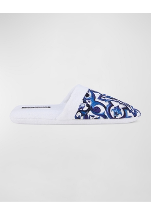 Men's Majolica-Print Cotton Slippers