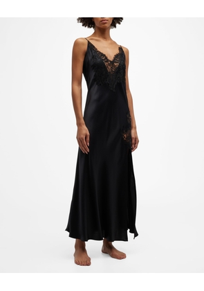 Diva Lace-Trim Charmeuse Gown