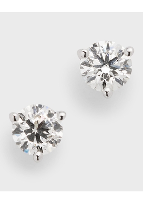 18K White Gold 3-Prong Round Diamond Martini Stud Earrings, 1.0tcw